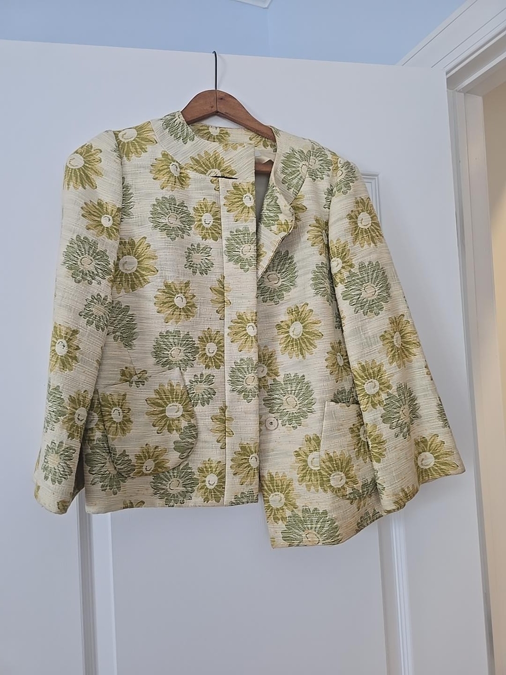 Banana Republic Cream Blazer with Green & Yellow Floral Print